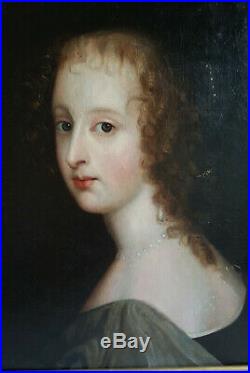 Portrait jeune femme époque XVIIème siècle, huile sur toile fin 17ème siècle