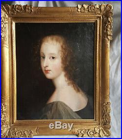 Portrait jeune femme époque XVIIème siècle, huile sur toile fin 17ème siècle