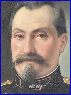 Portrait officier français décoré légion d'honneur huile sur toile XIXe siècle