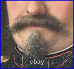 Portrait officier français décoré légion d'honneur huile sur toile XIXe siècle