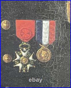 Portrait officier français décoré légion d'honneur huile sur toile XIXe siècle
