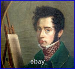 Portrait ou autoport d'homme Ecole Française du XIXème siècle Huile sur toile
