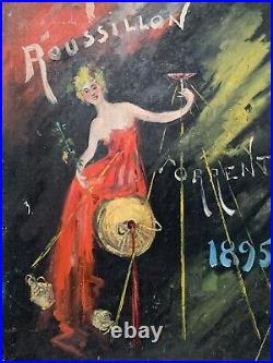 Projet original publicitaire Roussillon Torrent 1895 huile sur toile (11)