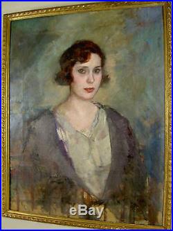Rafael Martinez Padilla Grand Portrait H/t Femme Art Deco 1926 Retrato Pintura