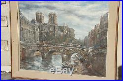 RAYMOND BESSE Huile sur toile Paris 1945 Le Pont Saint Michel