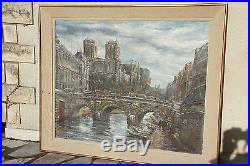 RAYMOND BESSE Huile sur toile Paris 1945 Le Pont Saint Michel