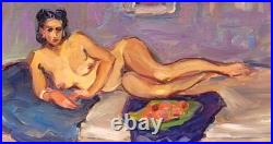 RAYMOND ESPINASSE L' Odalisque. Peinture huile sur toile marouflée sur bois