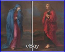 Rare Suiveur de Simon VOUET. 2 peintures du XVIIè. Saint Jean et la Vierge