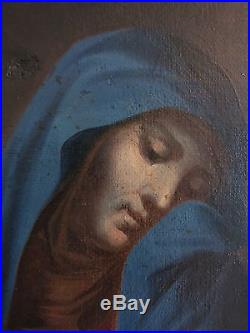 Rare Suiveur de Simon VOUET. 2 peintures du XVIIè. Saint Jean et la Vierge