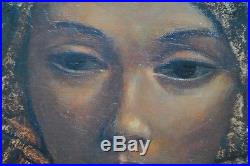 Rare Tableau Symbolisme Onirisme Portrait fantastique peinture J. P Alaux né 1925