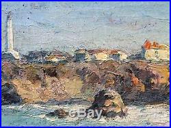 Rare grande huile sur toile de JIVA Biarritz, Pointe Saint-Martin, Pays Basque