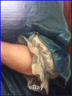 Rare portrait ancien huile toile noble dame aristocrate XVIII Louis XV armoiries