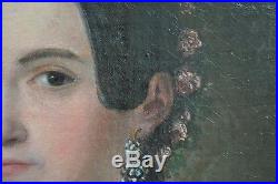 Realisme Tableau XIXème Second Empire Portrait de Femme au Collier de Perles