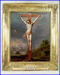 SUPERBE TABLEAU XVIIIème CHRIST EN CROIX HUILE/TOILE EC. FRANCAISE RELIGION 1700
