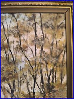 S. ARAKELIAN (XXeme) grande huile sur toile Paysage lacustre et sous bois 1996