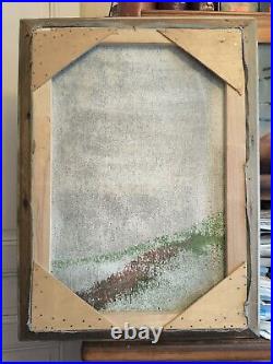 S. ARAKELIAN (XXeme) grande huile sur toile Paysage lacustre et sous bois 1996