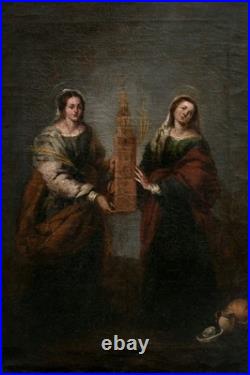 Sainte Juste et Sainte Rufina, 17e ou 18e, Suiveur de Murillo, Huile sur toile
