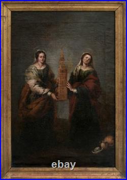 Sainte Juste et Sainte Rufina, 17e ou 18e, Suiveur de Murillo, Huile sur toile Sainte Juste et Sainte Rufina, 17e ou 18e, Suiveur de Murillo, Huile sur toile