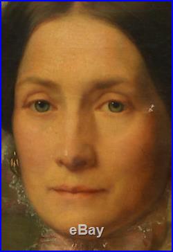 Scipion Rolland portrait de femme Huile sur toile du XIXème siècle Second Empire