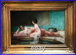Serkis Diranian, Le bain ou Femmes au Hammam, Huile sur toile, orientaliste