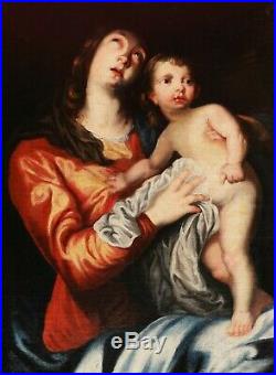 Sir Anthony VAN DYCK tableau Vierge Marie Enfant Jésus Maternité 18ème siècle