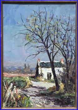Small Landscape House Sky Forest, Original Antique Oil painting, Framed, Signed Small Landscape House Sky Forest, Original Antique Oil painting, Framed, Signed