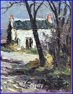 Small Landscape House Sky Forest, Original Antique Oil painting, Framed, Signed Small Landscape House Sky Forest, Original Antique Oil painting, Framed, Signed