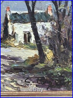 Small Landscape House Sky Forest, Original Antique Oil painting, Framed, Signed Small Landscape House Sky Forest, Original Antique Oil painting, Framed, Signed