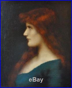 Sublime Tableau XIX Portrait Jeune Femme rousse attribué à J. J Henner 1829-1905