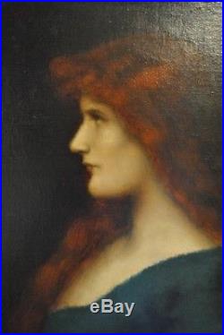 Sublime Tableau XIX Portrait Jeune Femme rousse attribué à J. J Henner 1829-1905