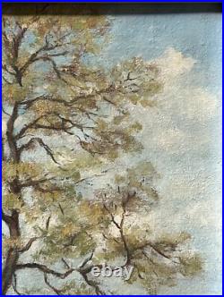 Sunny Landscape Scenariy Boat Trees Nature Sky, Impressionism, Antique Oil Sunny Landscape Scenariy Boat Trees Nature Sky, Impressionism, Antique Oil