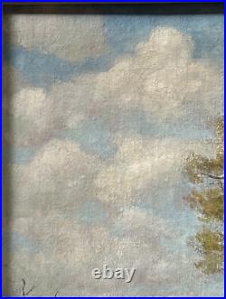 Sunny Landscape Scenariy Boat Trees Nature Sky, Impressionism, Antique Oil Sunny Landscape Scenariy Boat Trees Nature Sky, Impressionism, Antique Oil