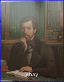 Sup. Grand portrait d'un écrivain, déb. XIXè, huile sur toile parfait état Sup. Grand portrait d'un écrivain, déb. XIXè, huile sur toile parfait état