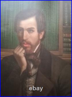 Sup. Grand portrait d'un écrivain, déb. XIXè, huile sur toile parfait état Sup. Grand portrait d'un écrivain, déb. XIXè, huile sur toile parfait état