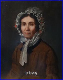 Sup. Portrait d'une aristocrate, début XIXè, huile sur toile parfait état