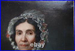 Sup. Portrait d'une aristocrate, début XIXè, huile sur toile parfait état