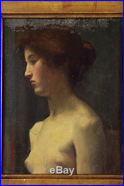 Superbe, Jeune femme aux seins nus, XIXe, circa 1880, Monogrammé à identifier