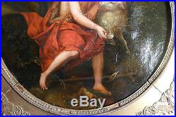 Superbe huile sur toile Saint Jean-Baptiste XVIIIème religion 18ème siècle tondo