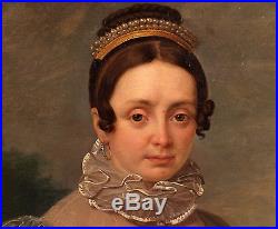 Superbe portrait dune dame de qualité dépoque Empire -1800
