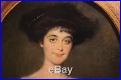 Superbe portrait dune jeune élégante femme Charles Joseph WATELET (1867-1954)