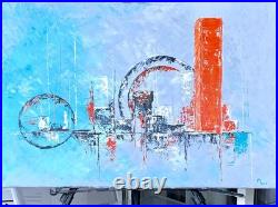Superbe tableau abstrait peinture à l'huile sur toile décoratif 90/60 cm tbe