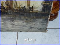 Superbe tableau huile sur toile avec des bateaux au port signé Wim VAN NORDEN
