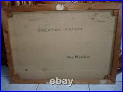 Superbe tableau huile sur toile avec des bateaux au port signé Wim VAN NORDEN