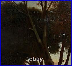 Symbolism Antique Landscape Oil on Canvas Painting, Hand Made 19 Century
