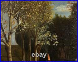 Symbolism Antique Landscape Oil on Canvas Painting, Hand Made 19 Century