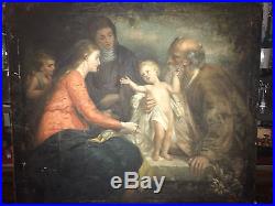 TABLEAU VIERGE A L ENFANT JESUS HUILE SUR TOILE PEINTURE MADONNE