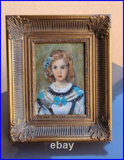 TABLEAU peinture à l'huile originale jeune fille aux rubans TABLEAU peinture à l'huile originale jeune fille aux rubans