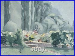 TERLIKOWSKI Antique Original Mountain Landscape Garden Oil Painting, Framed