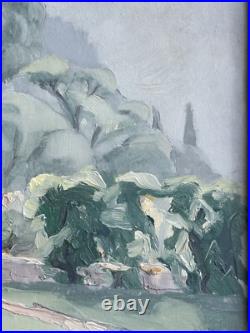 TERLIKOWSKI Antique Original Mountain Landscape Garden Oil Painting, Framed