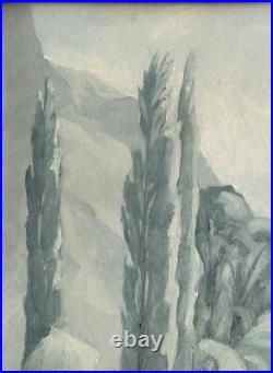 TERLIKOWSKI Antique Original Mountain Landscape Garden Oil Painting, Framed